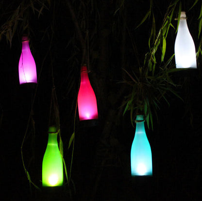 Vivolux | 5 Stück Solar Weinflasche Licht Außen Deko Plastik LED Hängeleuchte