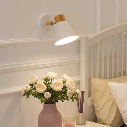 Vivolux | Modernistische Conische Wandlamp Metaal 1 Lamp Wandmontage Lichtarmatuur in Wit met Houten Deksel