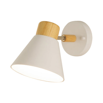 Vivolux | Modernistische Conische Wandlamp Metaal 1 Lamp Wandmontage Lichtarmatuur in Wit met Houten Deksel
