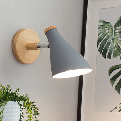 Vivolux | Flared Wandverlichting Modernisme Metaal 1 Lamp Scone Lichtarmatuur in Grijs met Draaiende Knop
