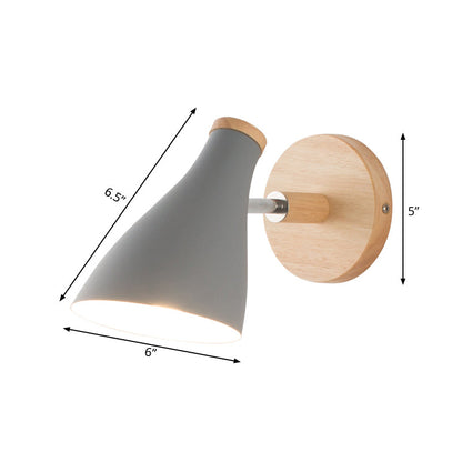 Vivolux | Flared Wandverlichting Modernisme Metaal 1 Lamp Scone Lichtarmatuur in Grijs met Draaiende Knop