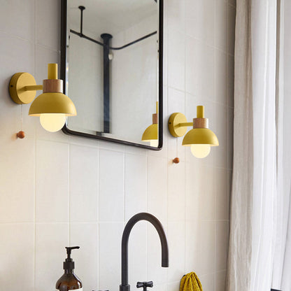 Vivolux | 1 Kopf Nachttisch Wandlampe Macaron Weiß/Pink/Gelb Scone Lichtanordnung mit gewölbtem Metallschirm