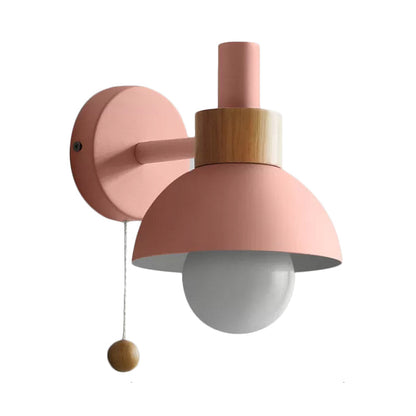 Vivolux | 1 Kopf Nachttisch Wandlampe Macaron Weiß/Pink/Gelb Scone Lichtanordnung mit gewölbtem Metallschirm