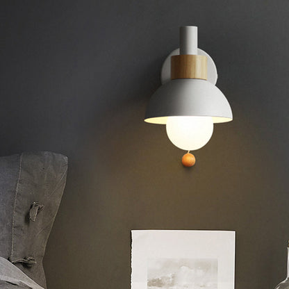 Vivolux | 1 Kopf Nachttisch Wandlampe Macaron Weiß/Pink/Gelb Scone Lichtanordnung mit gewölbtem Metallschirm