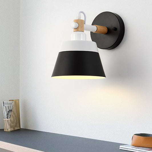 Vivolux | Macaron 1 Kopf Wandbeleuchtung Schwarz/Rosa Breite Flare Wandleuchte mit Metallschirm