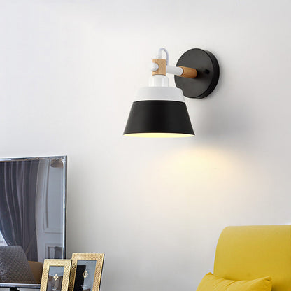 Vivolux | Macaron 1 Kopf Wandbeleuchtung Schwarz/Rosa Breite Flare Wandleuchte mit Metallschirm