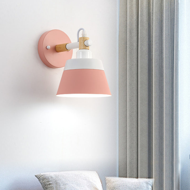 Vivolux | Macaron 1 Kopf Wandbeleuchtung Schwarz/Rosa Breite Flare Wandleuchte mit Metallschirm