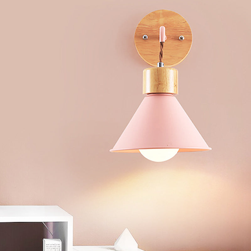 Vivolux | Trumpet Metalen Wandlamp Modernisme 1 Hoofd Grijs/Wit/Roze Muurbevestigde Verlichting voor Bedzijde