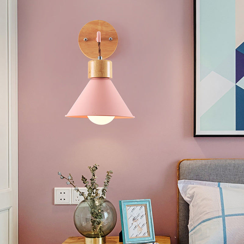 Vivolux | Trumpet Metalen Wandlamp Modernisme 1 Hoofd Grijs/Wit/Roze Muurbevestigde Verlichting voor Bedzijde