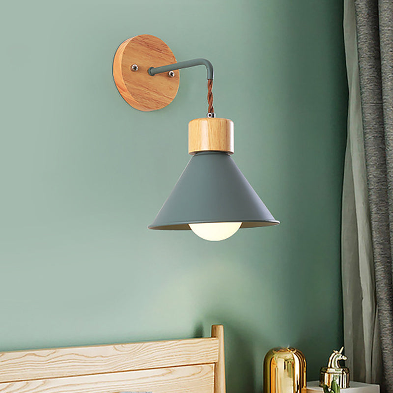 Vivolux | Trumpet Metalen Wandlamp Modernisme 1 Hoofd Grijs/Wit/Roze Muurbevestigde Verlichting voor Bedzijde