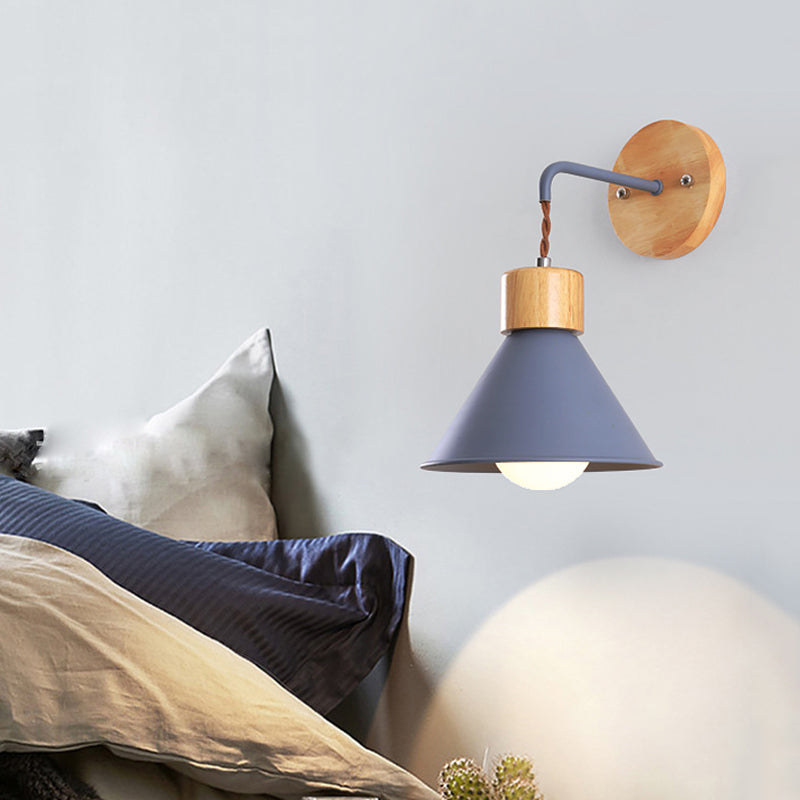 Vivolux | Trumpet Metalen Wandlamp Modernisme 1 Hoofd Grijs/Wit/Roze Muurbevestigde Verlichting voor Bedzijde
