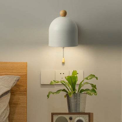 Vivolux | Tube Metalen Wandlamp Hedendaags 1 Kop Witte Wandlicht Armatuur met Swing Houten Arm en Trekketting