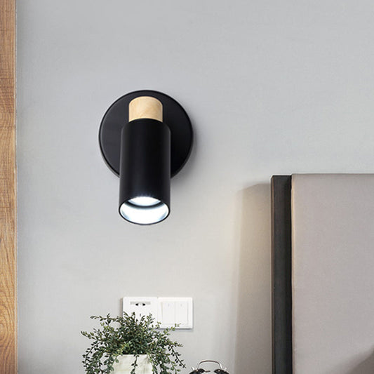 Vivolux | Tubular Wandverlichting Moderne Metaal 1 Hoofd Zwarte Wandlamp Fixture met Houten Kap