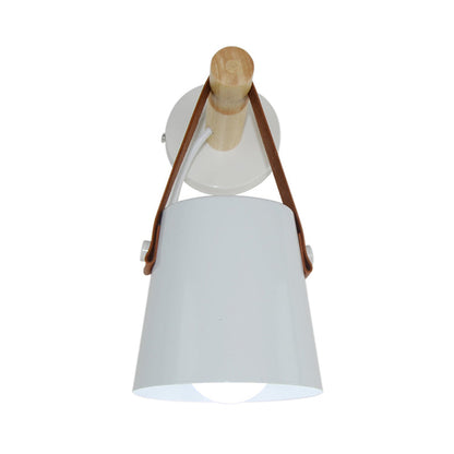 Vivolux | Metalen Kegel Wandlamp Modernist 1 Kop Wit/Zwart Wandverlichting Met Houten Arm