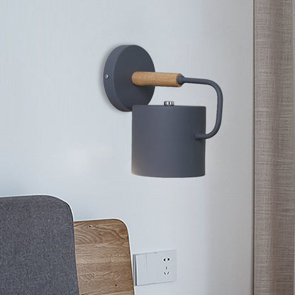 Vivolux | Zylinder Metall Wandleuchte Modernismus 1 Glühbirne Grau/Grün Wandmontierte Lampe mit Gebogener Arm