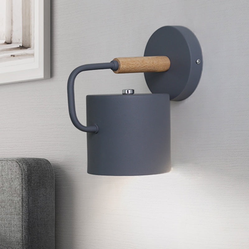 Vivolux | Zylinder Metall Wandleuchte Modernismus 1 Glühbirne Grau/Grün Wandmontierte Lampe mit Gebogener Arm