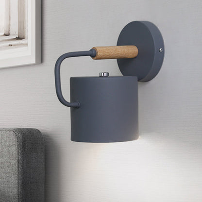Vivolux | Zylinder Metall Wandleuchte Modernismus 1 Glühbirne Grau/Grün Wandmontierte Lampe mit Gebogener Arm