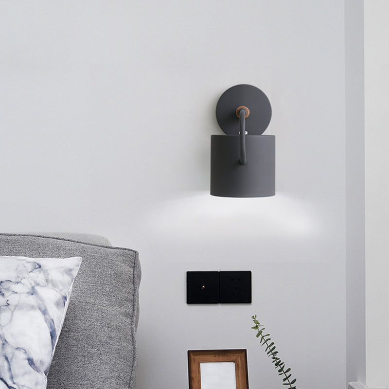 Vivolux | Zylinder Metall Wandleuchte Modernismus 1 Glühbirne Grau/Grün Wandmontierte Lampe mit Gebogener Arm