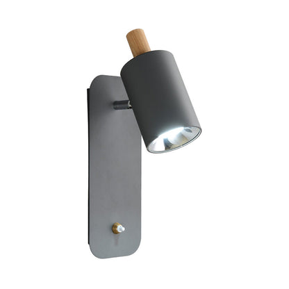 Vivolux | Zylindrische Wandbeleuchtung Minimalistische Metall 1 Kopf Weiß/Grau Wandleuchte mit Holzdeckel