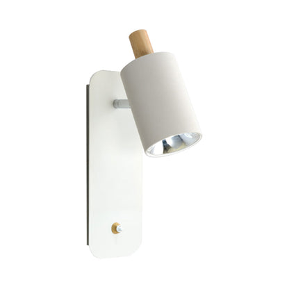 Vivolux | Zylindrische Wandbeleuchtung Minimalistische Metall 1 Kopf Weiß/Grau Wandleuchte mit Holzdeckel