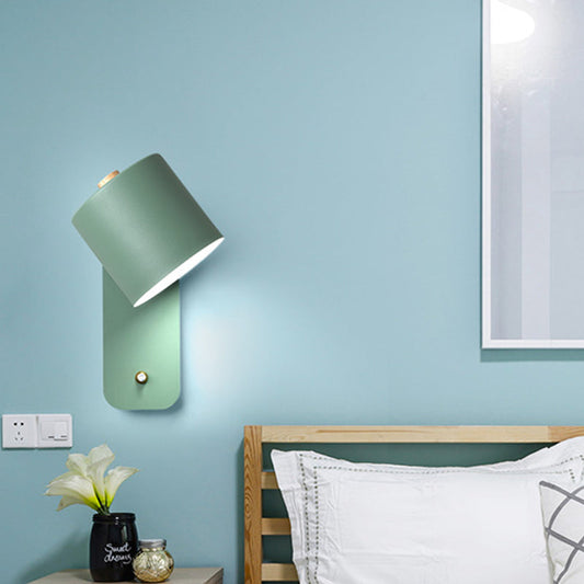 Vivolux | 1 Glühlampe Röhrenwand sconce Modernist Metall Wandbeleuchtung Fixture in Grau/Grün mit rechteckiger Rückwandplatte