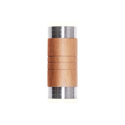 Vivolux | Zylinder Holz Wand Sconce Licht Asiatisch 1 Lampe Chrom LED Wandbeleuchtung für Wohnzimmer