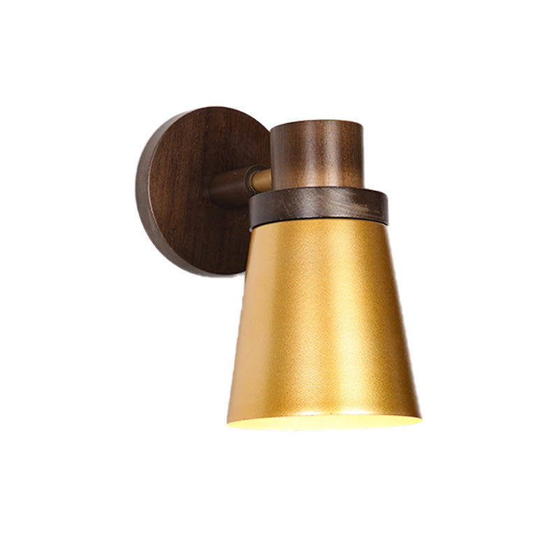 Vivolux | Minimalistische Kegel Houten Wandlamp 1 Hoofd Verlichtingsarmatuur in Goud voor Woonkamer