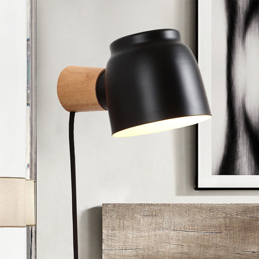 Vivolux | Asiatische Dome Wandleuchte Holz 1 Kopfbett Wandbeleuchtungseinheit in Schwarz