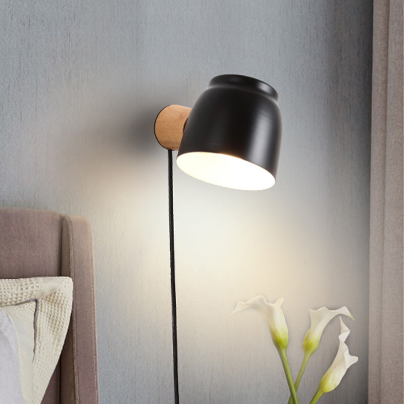 Vivolux | Asiatische Dome Wandleuchte Holz 1 Kopfbett Wandbeleuchtungseinheit in Schwarz