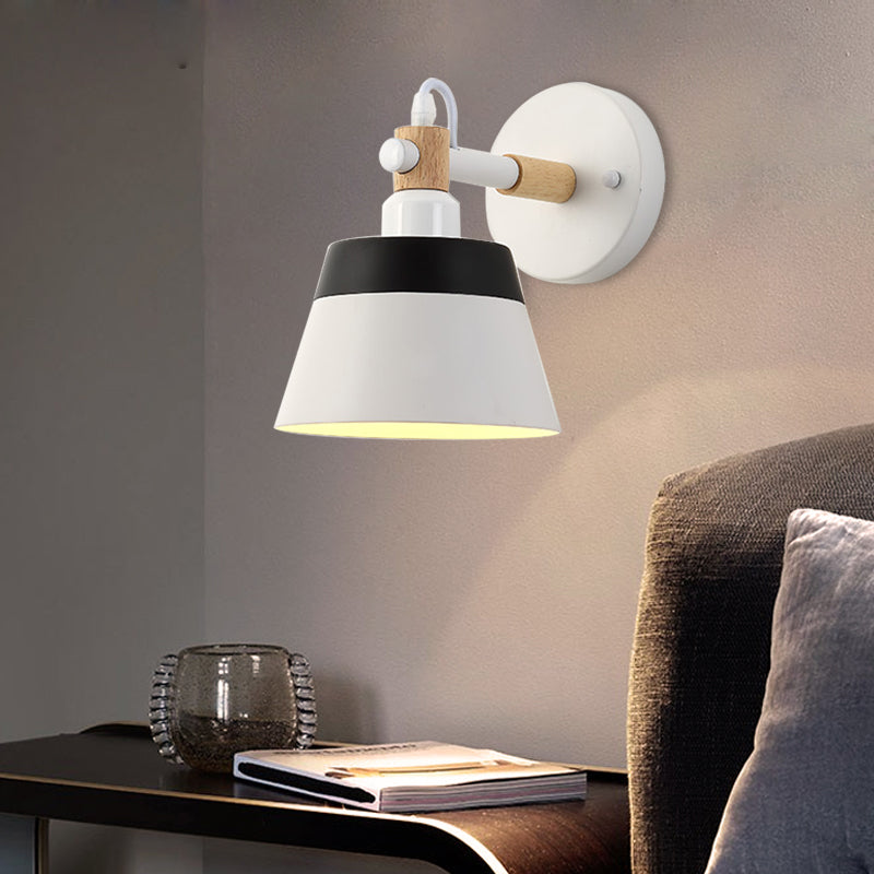 Vivolux | Asiatische Trommel Wandleuchte Holz 1 Bulb Schlafzimmer LED Wandmontage Licht in Weiß/Rosa