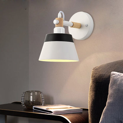 Vivolux | Asiatische Trommel Wandleuchte Holz 1 Bulb Schlafzimmer LED Wandmontage Licht in Weiß/Rosa