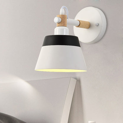 Vivolux | Asiatische Trommel Wandleuchte Holz 1 Bulb Schlafzimmer LED Wandmontage Licht in Weiß/Rosa