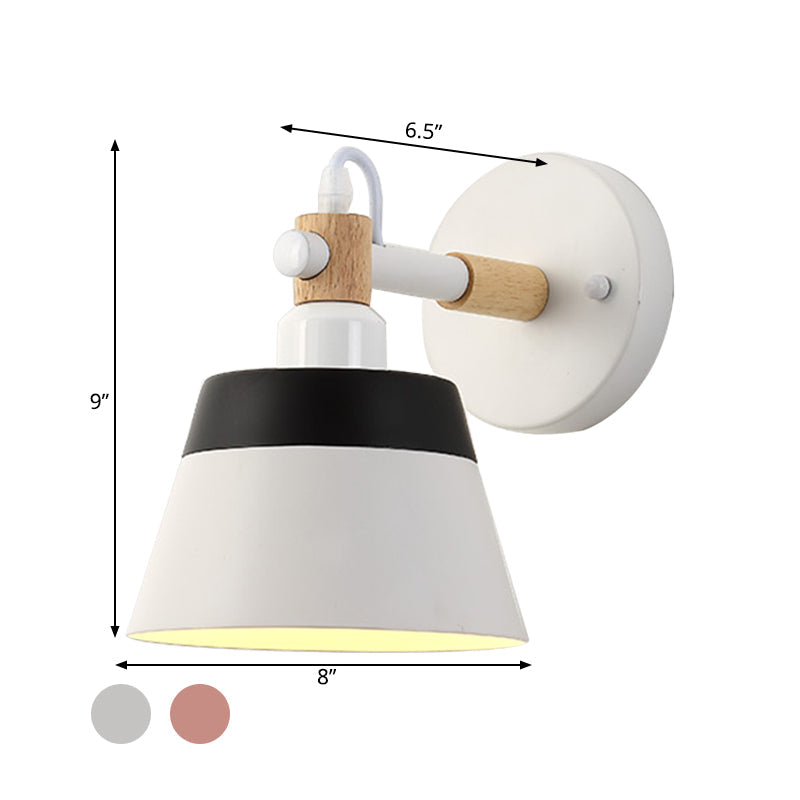 Vivolux | Asiatische Trommel Wandleuchte Holz 1 Bulb Schlafzimmer LED Wandmontage Licht in Weiß/Rosa