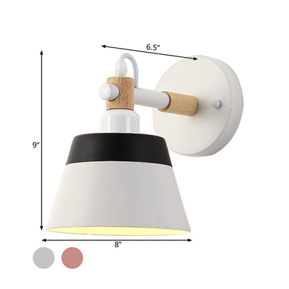 Vivolux | Asiatische Trommel Wandleuchte Holz 1 Bulb Schlafzimmer LED Wandmontage Licht in Weiß/Rosa