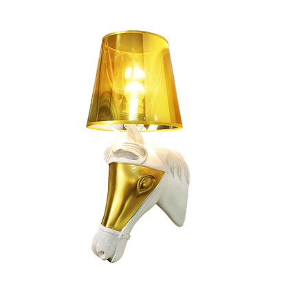 Vivolux | Traditionele Kegel Wandlamp Armatuur 1 Gloeilamp Stoffen Wandmontage Verlichting in Wit/Goud voor Slaapkamer met Paardenhoofdbasisplaat