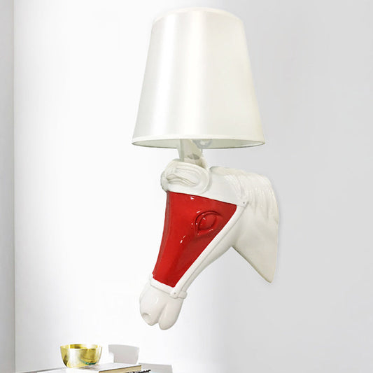 Vivolux | Traditionelle verjüngte Wandlampe 1 Glühbirne Stoff Wandleuchte in Weiß/Rot für Schlafzimmer