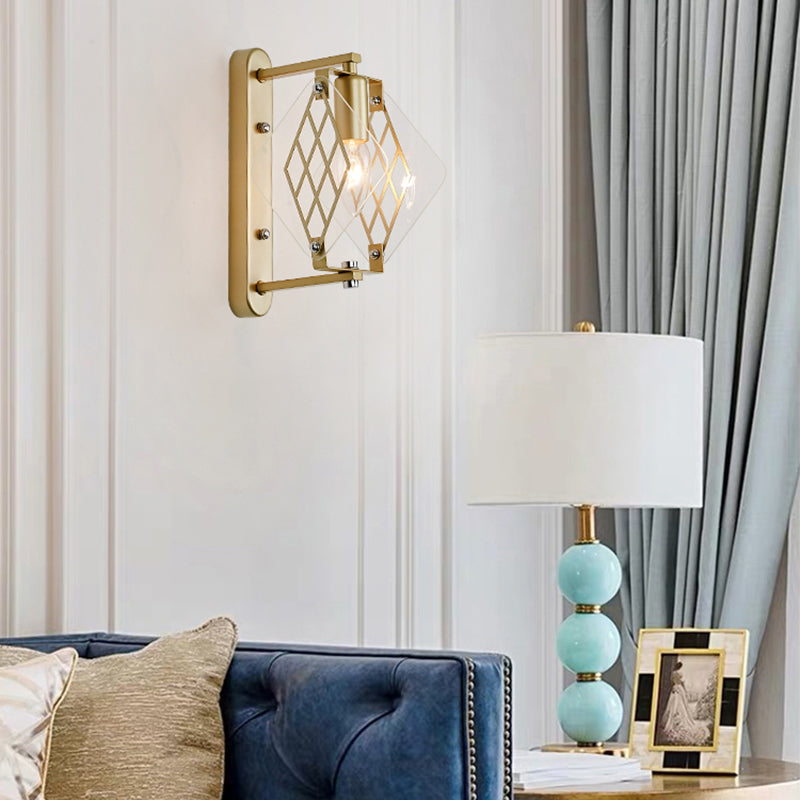 Vivolux | Kerzenhalter Licht Traditionell Metall 1 Glühbirne Messing Wandmontierte Lampe mit prismatischem Klarglas-Design