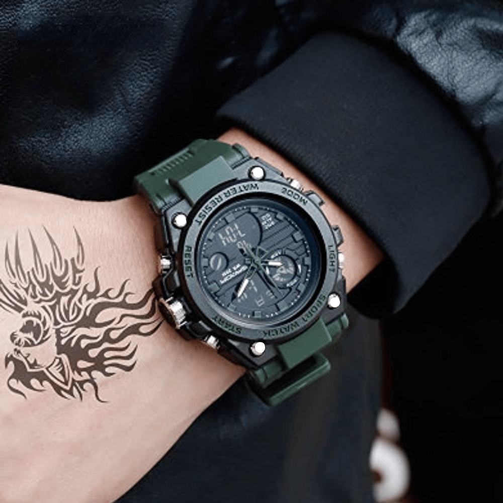 Vivolux | Sportliche Dual-Display Mode Multifunktionale wasserdichte leuchtende Herrenarmbanduhr