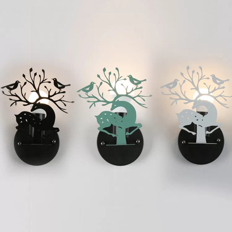 Vivolux | Kindersika-reh-wandlampe mit Vogel Metall 1 Licht Wand Sconce für Restaurant Café