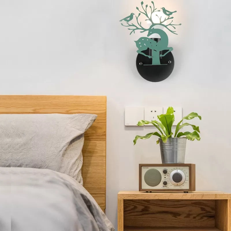 Vivolux | Kindersika-reh-wandlampe mit Vogel Metall 1 Licht Wand Sconce für Restaurant Café