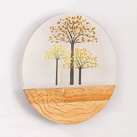 Vivolux | Circle Wohnzimmer Wandlicht mit natürlichem Sicht Holz rustikaler Wandleuchte in Beige