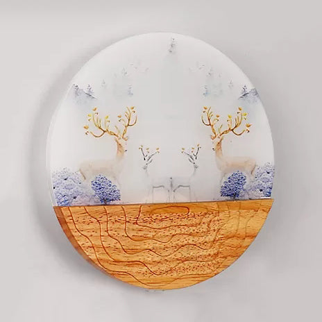 Vivolux | Circle Wohnzimmer Wandlicht mit natürlichem Sicht Holz rustikaler Wandleuchte in Beige