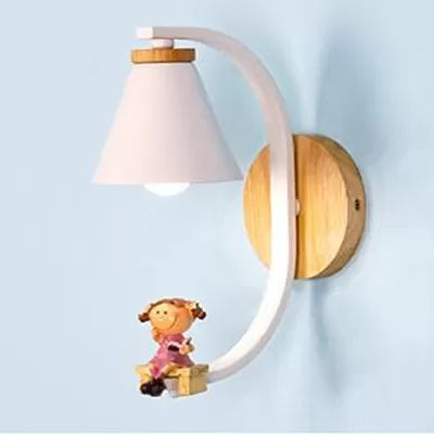 Vivolux | Kegelförmige Schirm Wandlampe mit kleinen Kindern 1 Licht Kinder Harz Wandleuchte für Nachttisch