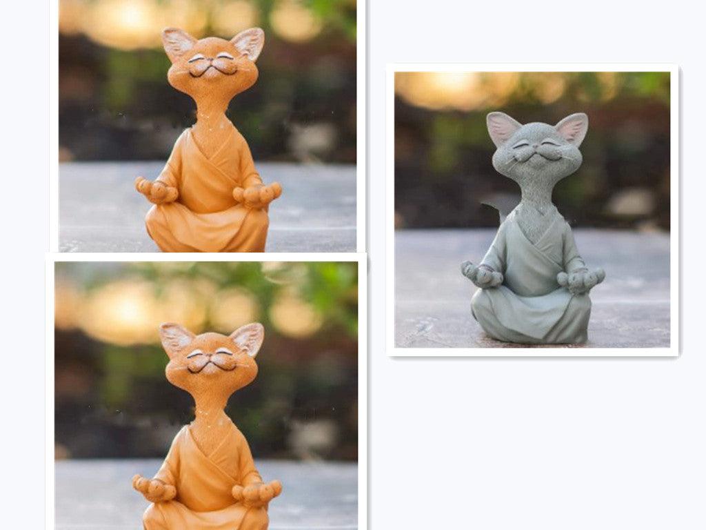 Vivolux | Verspielt Schwarze Buddha Katze Figur Meditation Yoga Sammlerstück Glückliche Katzen Dekor Zuhause Garten Dekoration Gartenornament