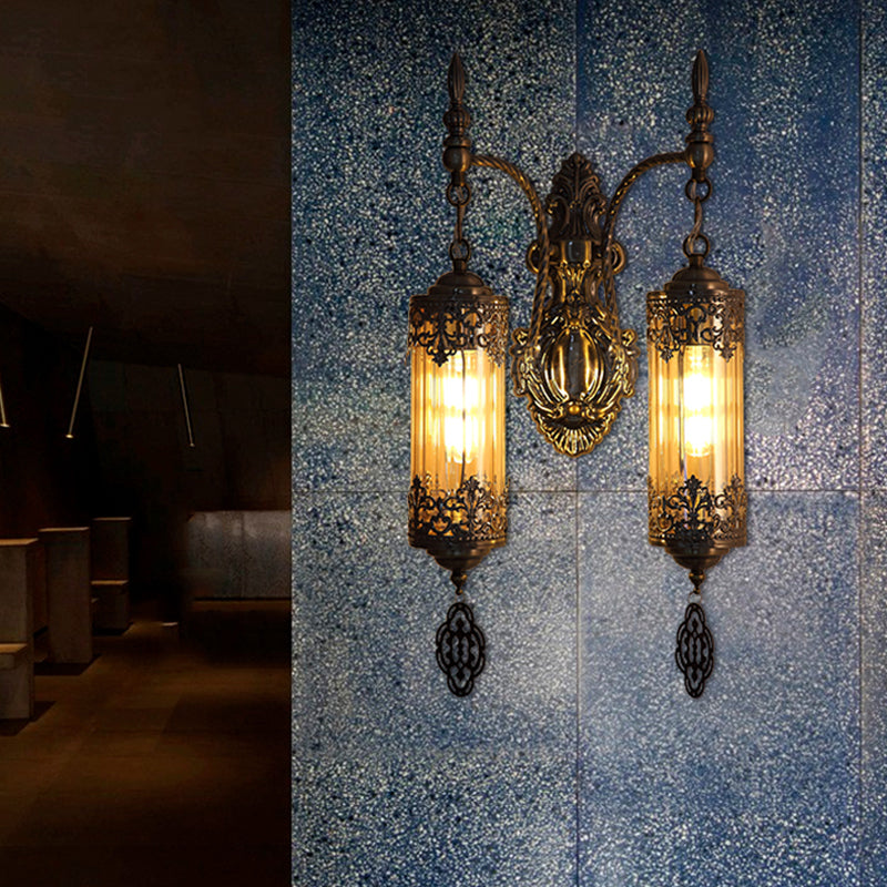 Vivolux | Zylinder Restaurant Wand Sconce Licht Türkisches Metall 1/2 Lichter Bronze Wandbeleuchtung Armatur