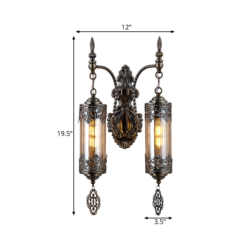 Vivolux | Zylinder Restaurant Wand Sconce Licht Türkisches Metall 1/2 Lichter Bronze Wandbeleuchtung Armatur