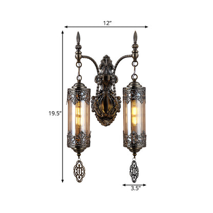 Vivolux | Zylinder Restaurant Wand Sconce Licht Türkisches Metall 1/2 Lichter Bronze Wandbeleuchtung Armatur