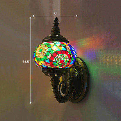 Vivolux | Buntglas Orb Wandleuchte Dekorativ 1 Kopf Schlafzimmer Wandlicht Leuchte in Rot/Orange/Blau