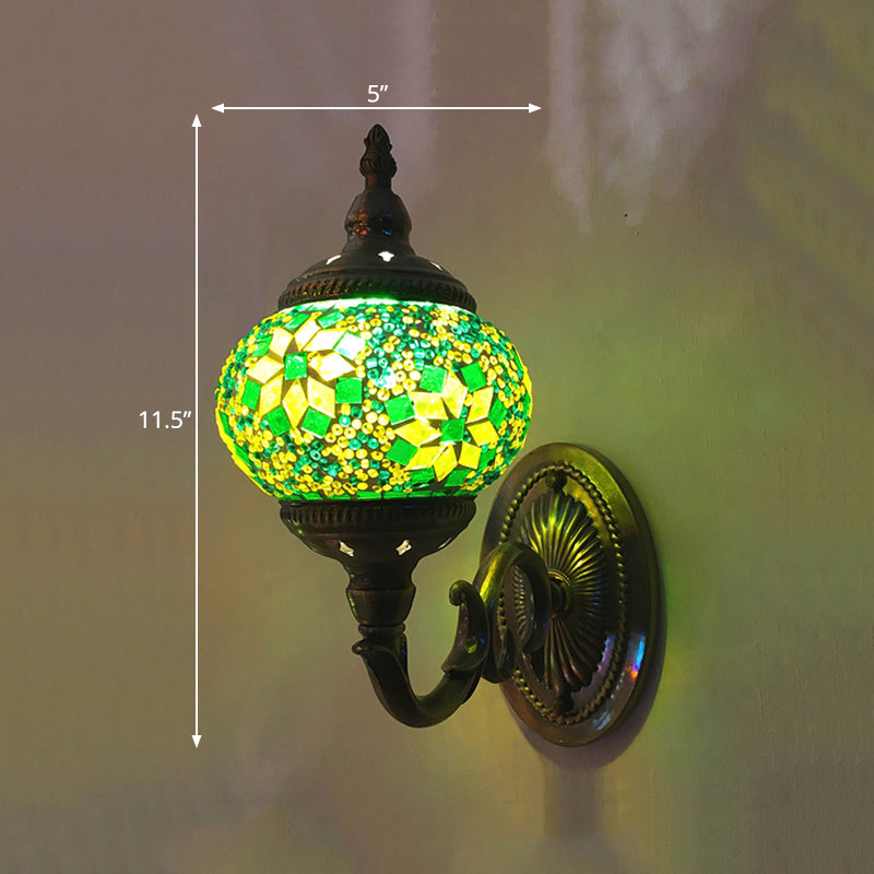 Vivolux | Buntglas Orb Wandleuchte Dekorativ 1 Kopf Schlafzimmer Wandlicht Leuchte in Rot/Orange/Blau