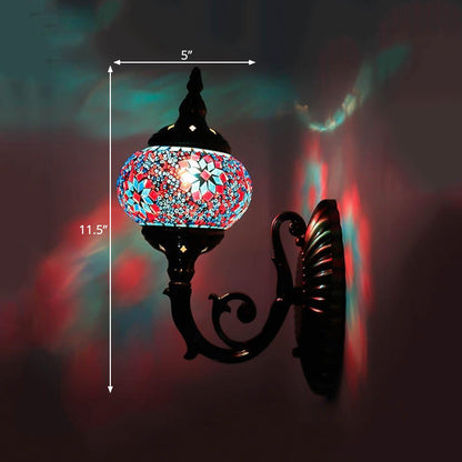 Vivolux | Buntglas Orb Wandleuchte Dekorativ 1 Kopf Schlafzimmer Wandlicht Leuchte in Rot/Orange/Blau